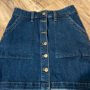 Denim button front skirt, size 0.  J Crew